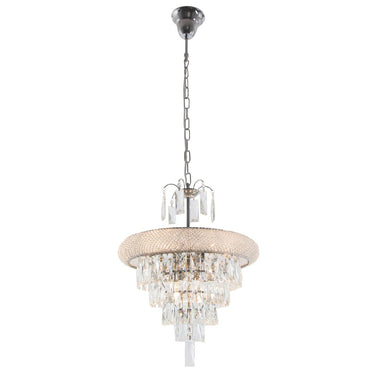 Polished Chrome Chandelier with Crystals